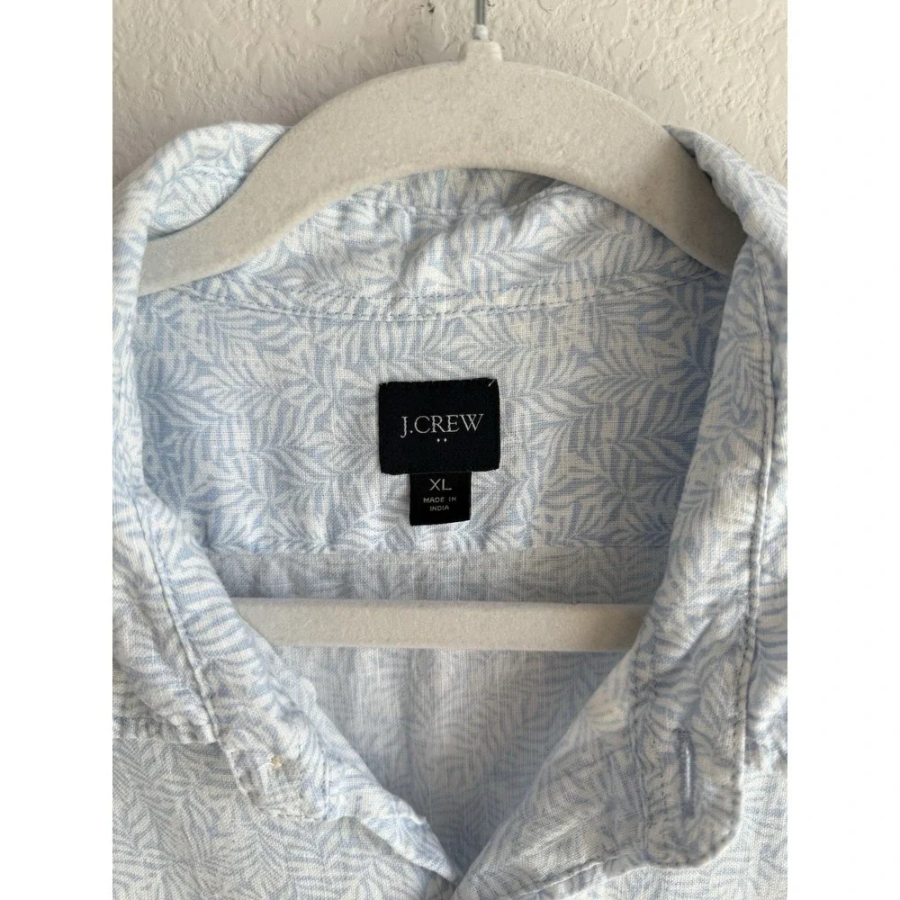 J.Crew Shirt Mens Printed‎ Short-Sleeve Linen-Blend Shirt Size XL Tropical BN322